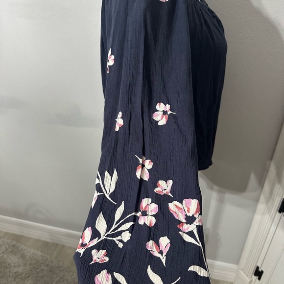 Billabong Blue Smocked 3/4 Sleeve Blouse - Picture 5 of 5